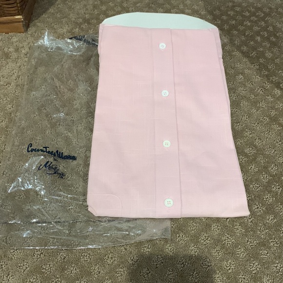 NWOT Vintage Countess Mara Pink Textured Short Sleeve Dress Shirt - Picture 5 of 6